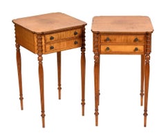 Pair of American Federal Style Figured Maple Side or End Tables