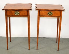 Pair of American Federal Style Tiger Maple Side Tables