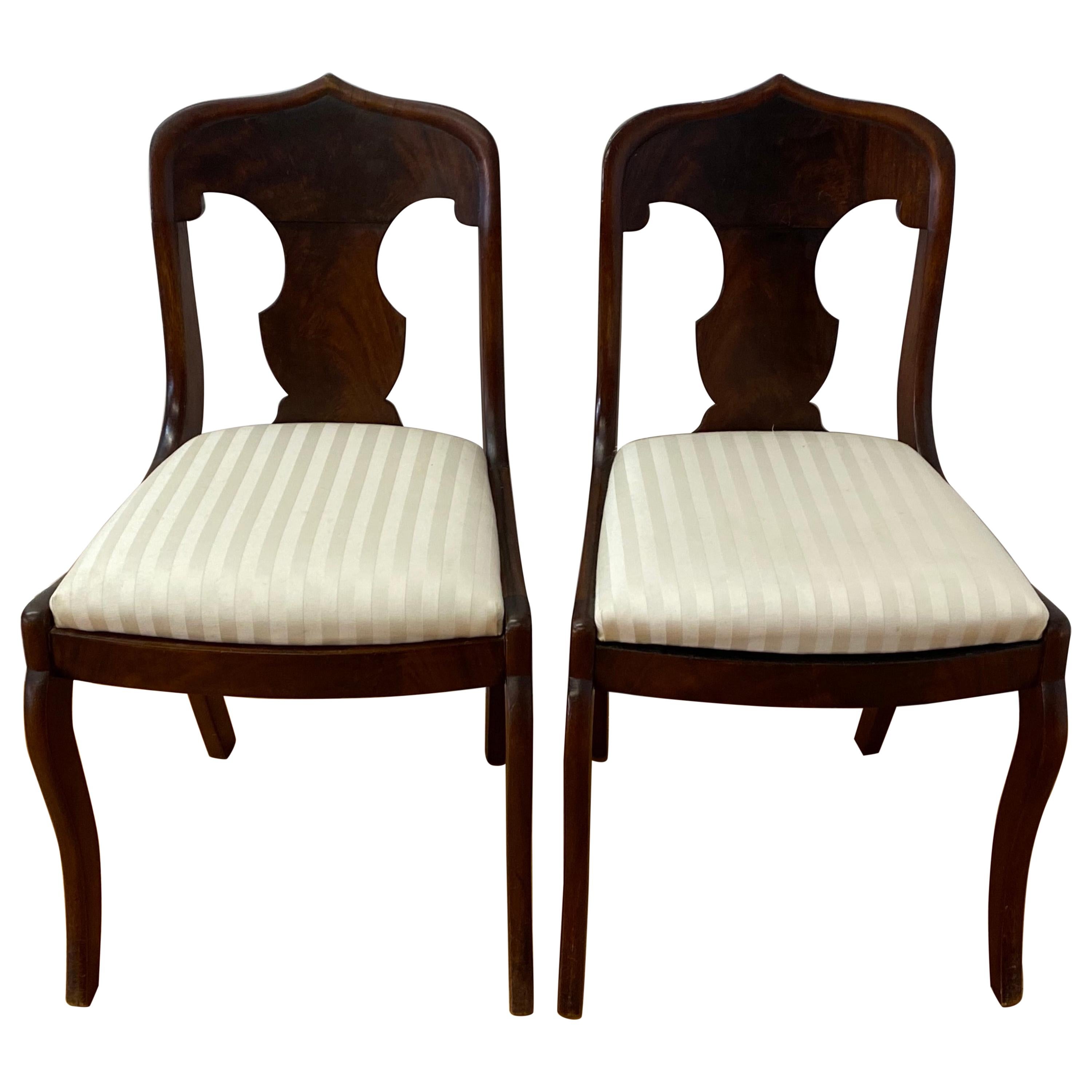 Pair of American Flame Mahogany Empire Style Side Chairs