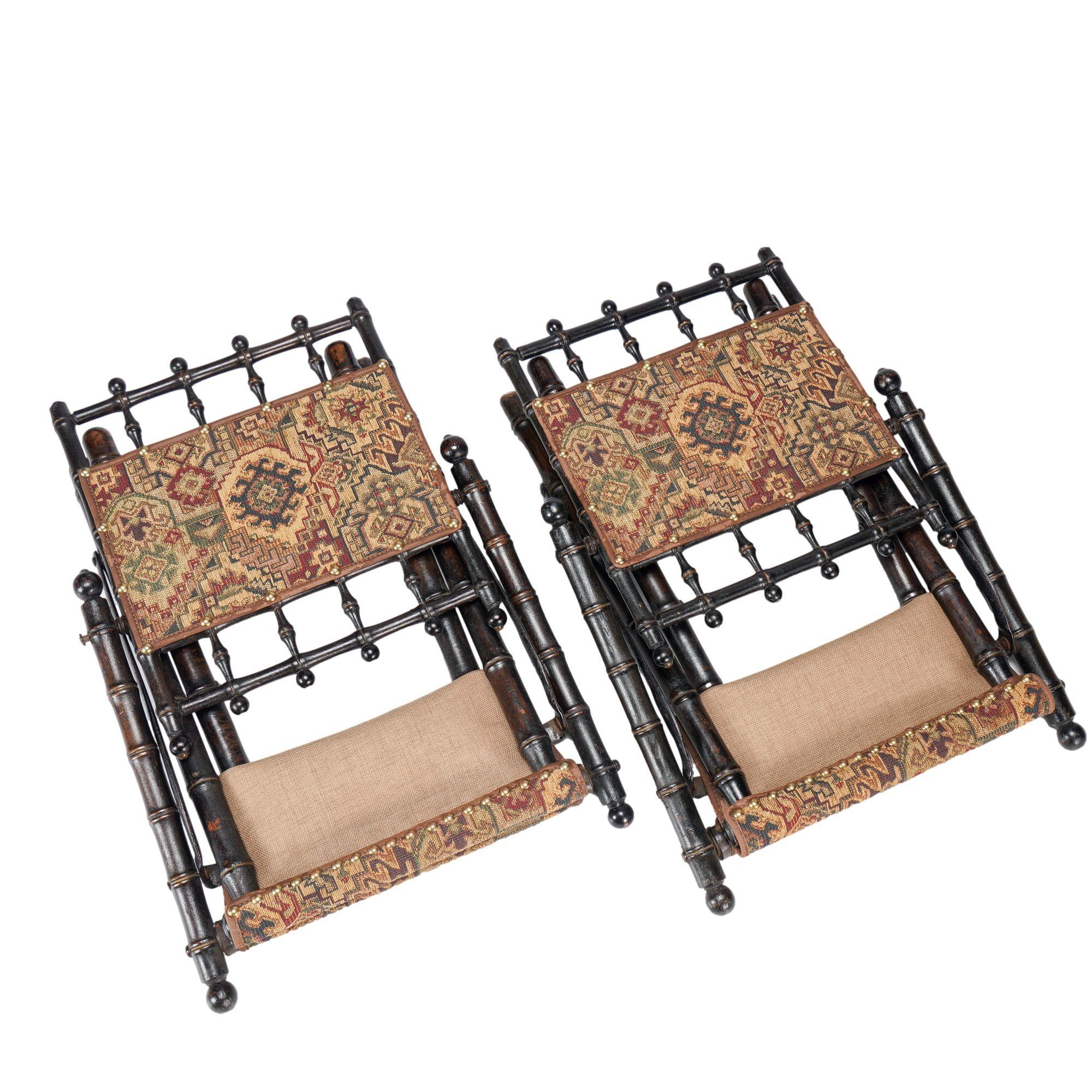 Paar amerikanische Klappbare Lagerstühle, um 1860-70 im Angebot 9