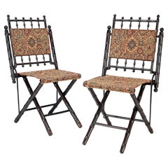 Antique Pair of American folding camp chairs, c. 1860-70