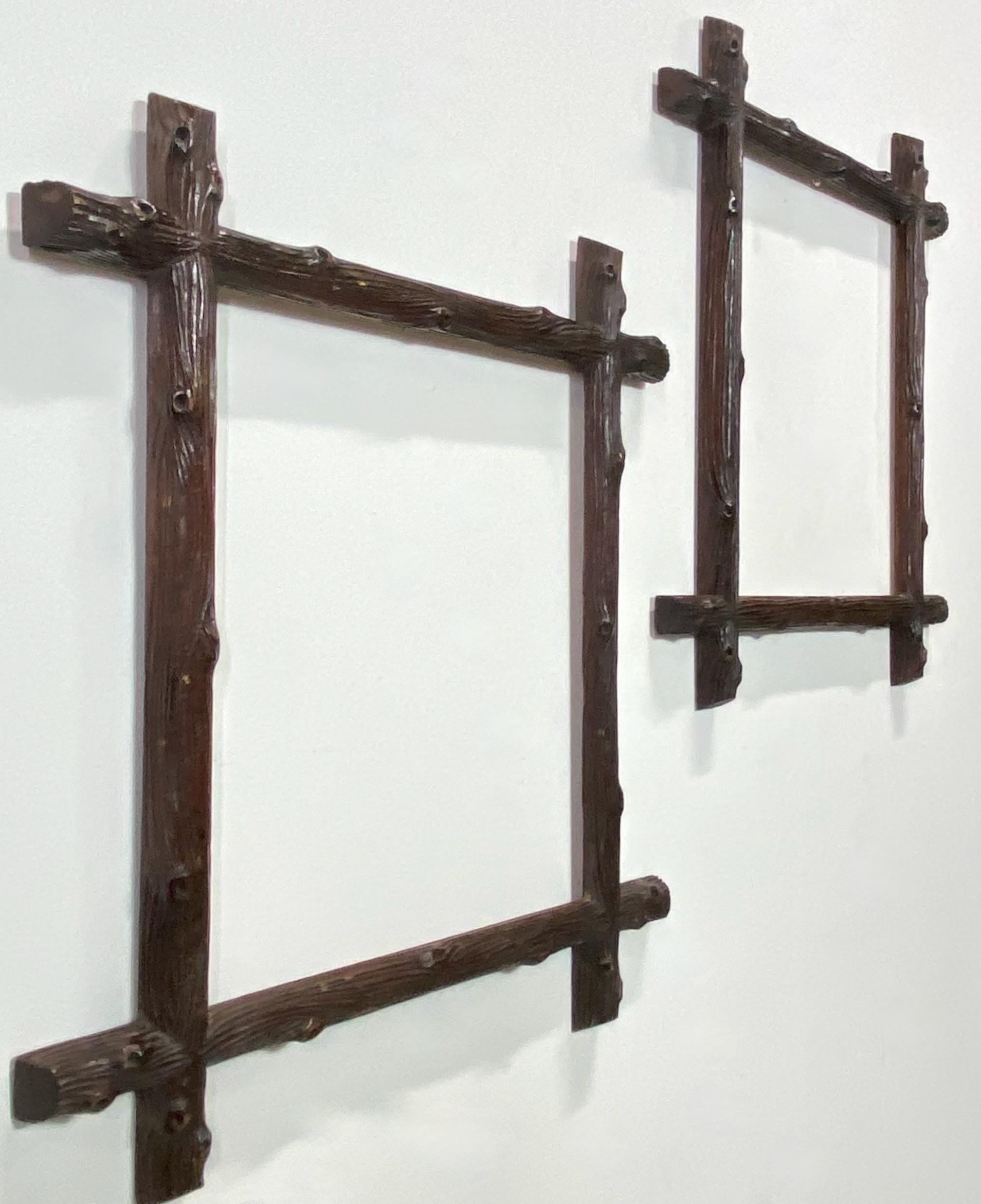Pair of American Folk Art Carved Wood Picture Frames, circa 1900 For Sale 1