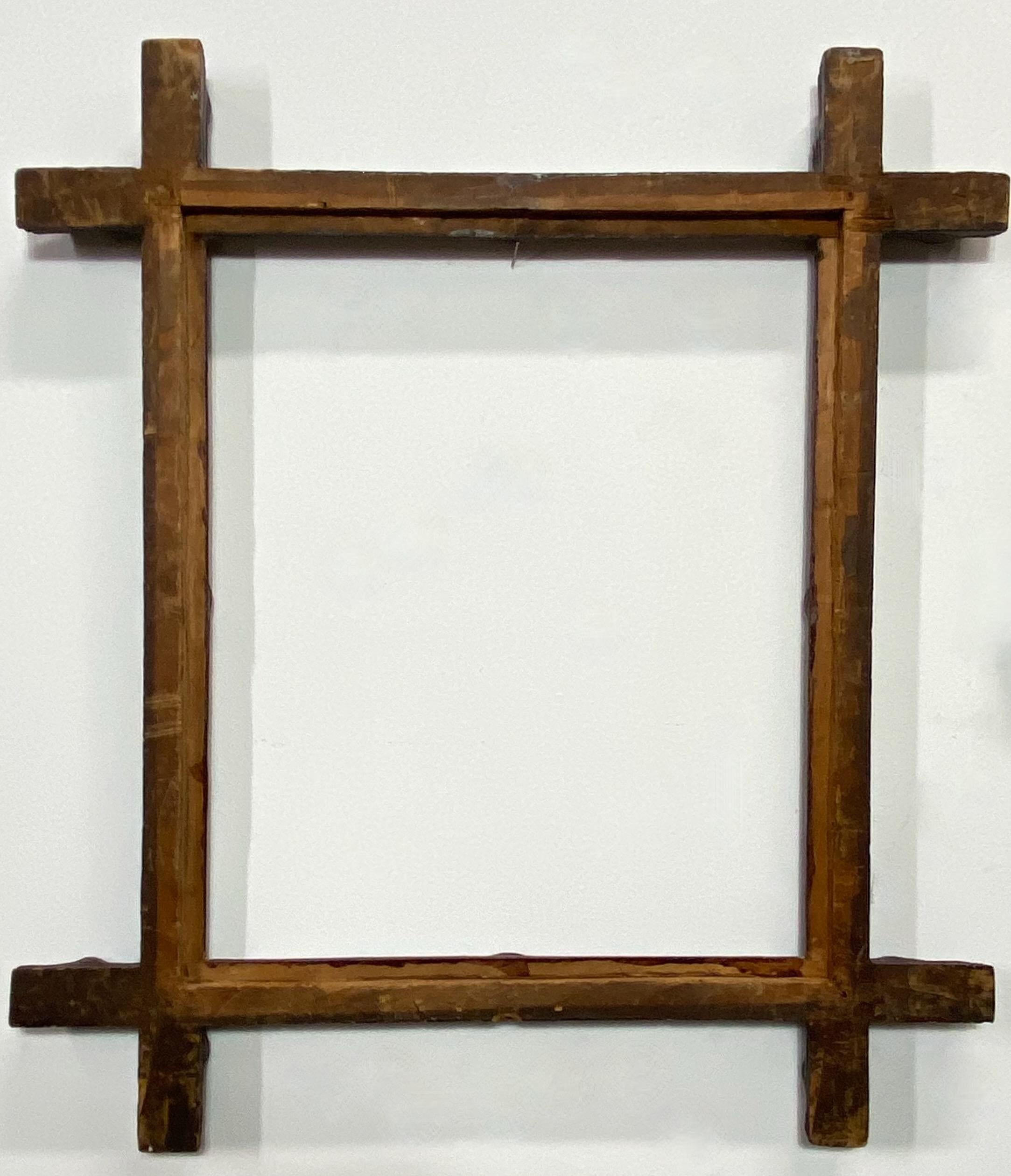 Pair of American Folk Art Carved Wood Picture Frames, circa 1900 For Sale 2