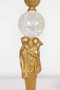 Pair of American Gilt Bronze and Rock Crystal Table Lamps, Edward F. Caldwell Co