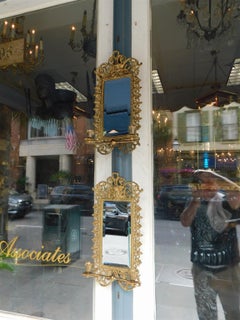 Pair of American Gilt Bronze & Beveled Mirror Figural Mask Wall Sconces, C 1880