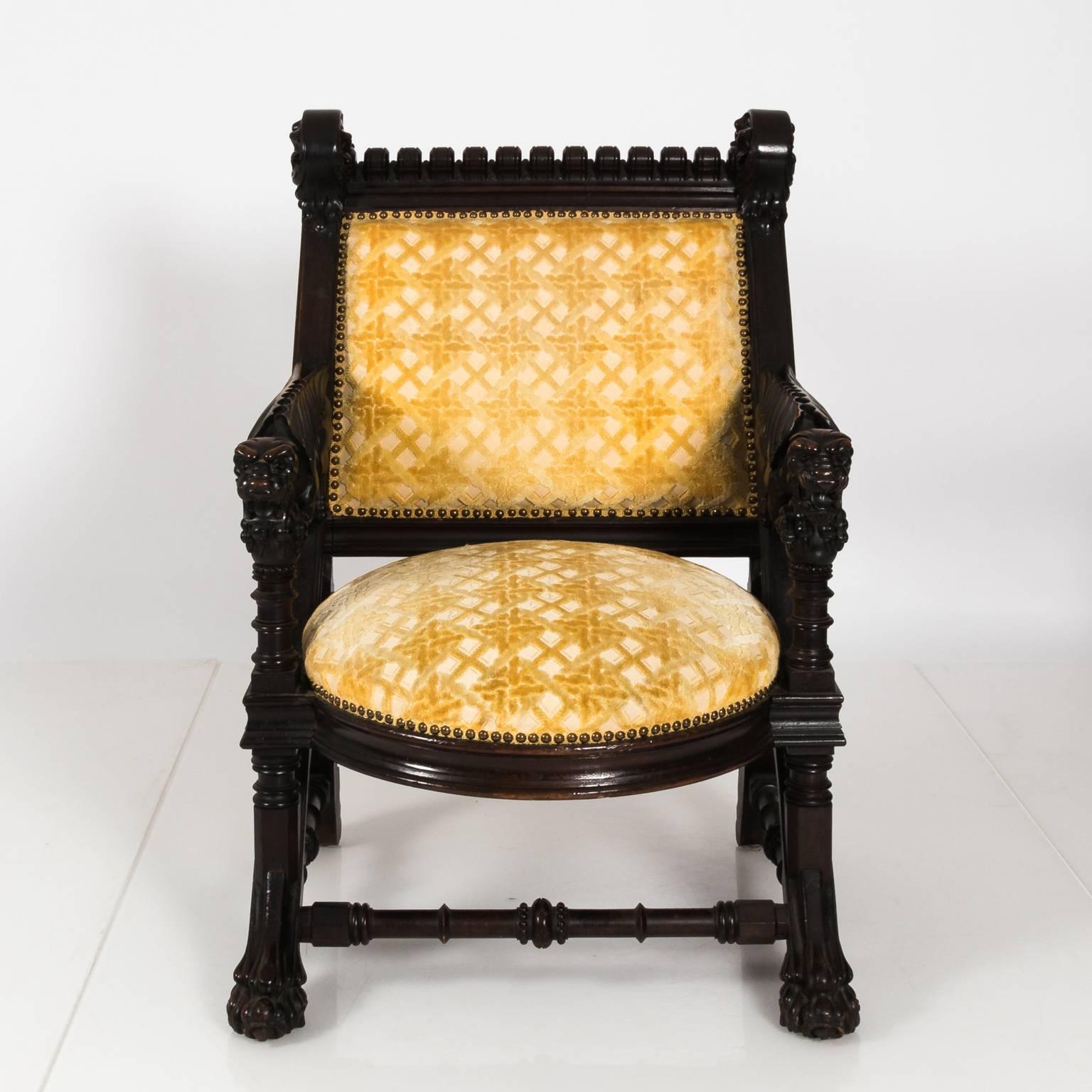 Pair of American Gothic Revival Armchairs by Daniel Pabst, circa 1878 For Sale 5