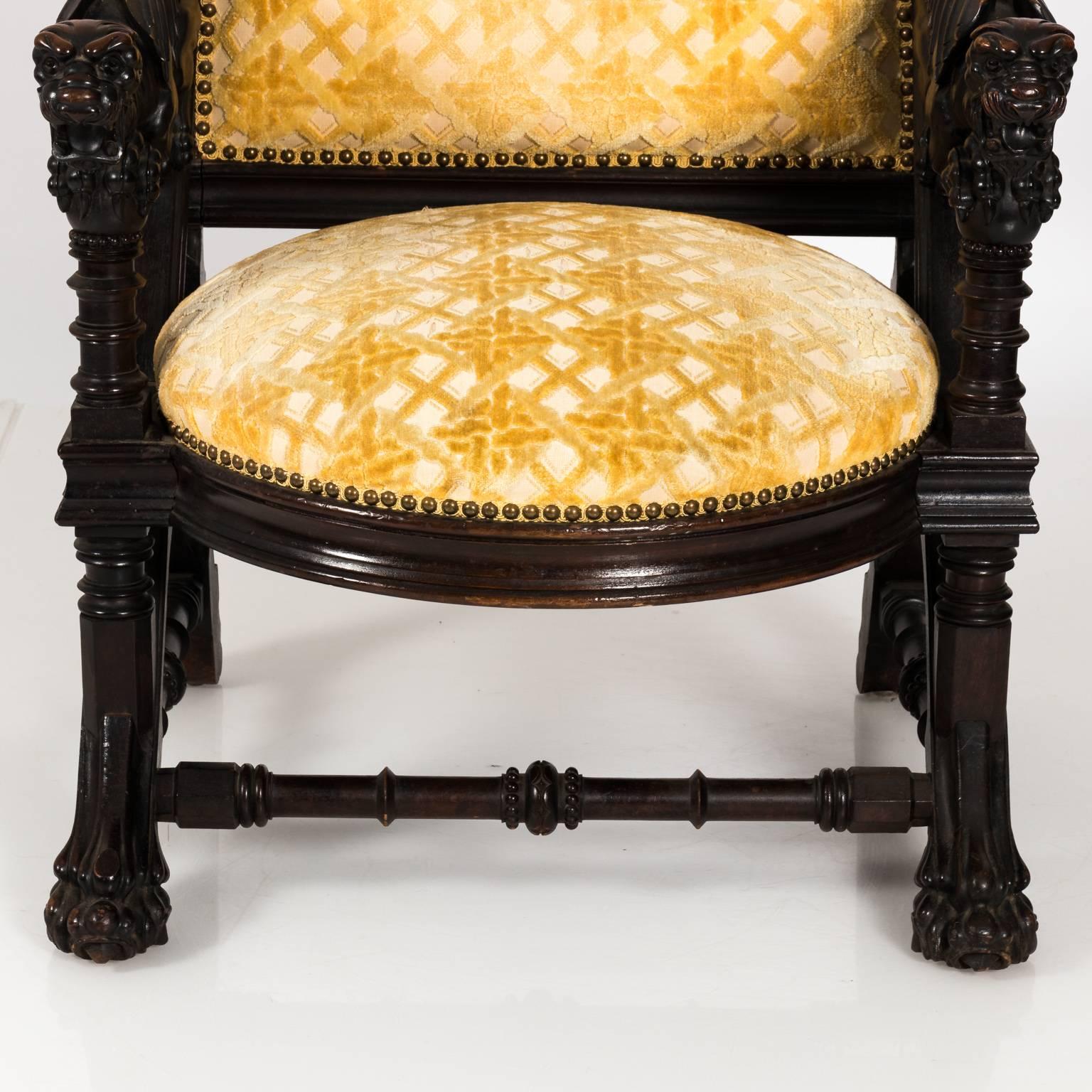 Pair of American Gothic Revival Armchairs by Daniel Pabst, circa 1878 For Sale 6
