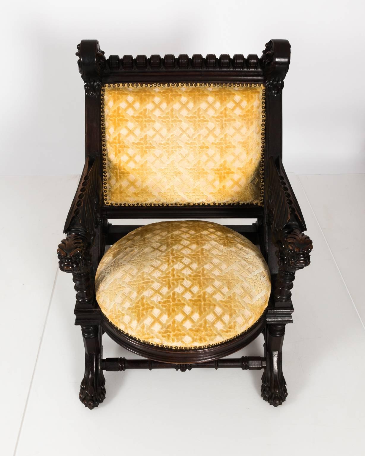 Pair of American Gothic Revival Armchairs by Daniel Pabst, circa 1878 For Sale 8