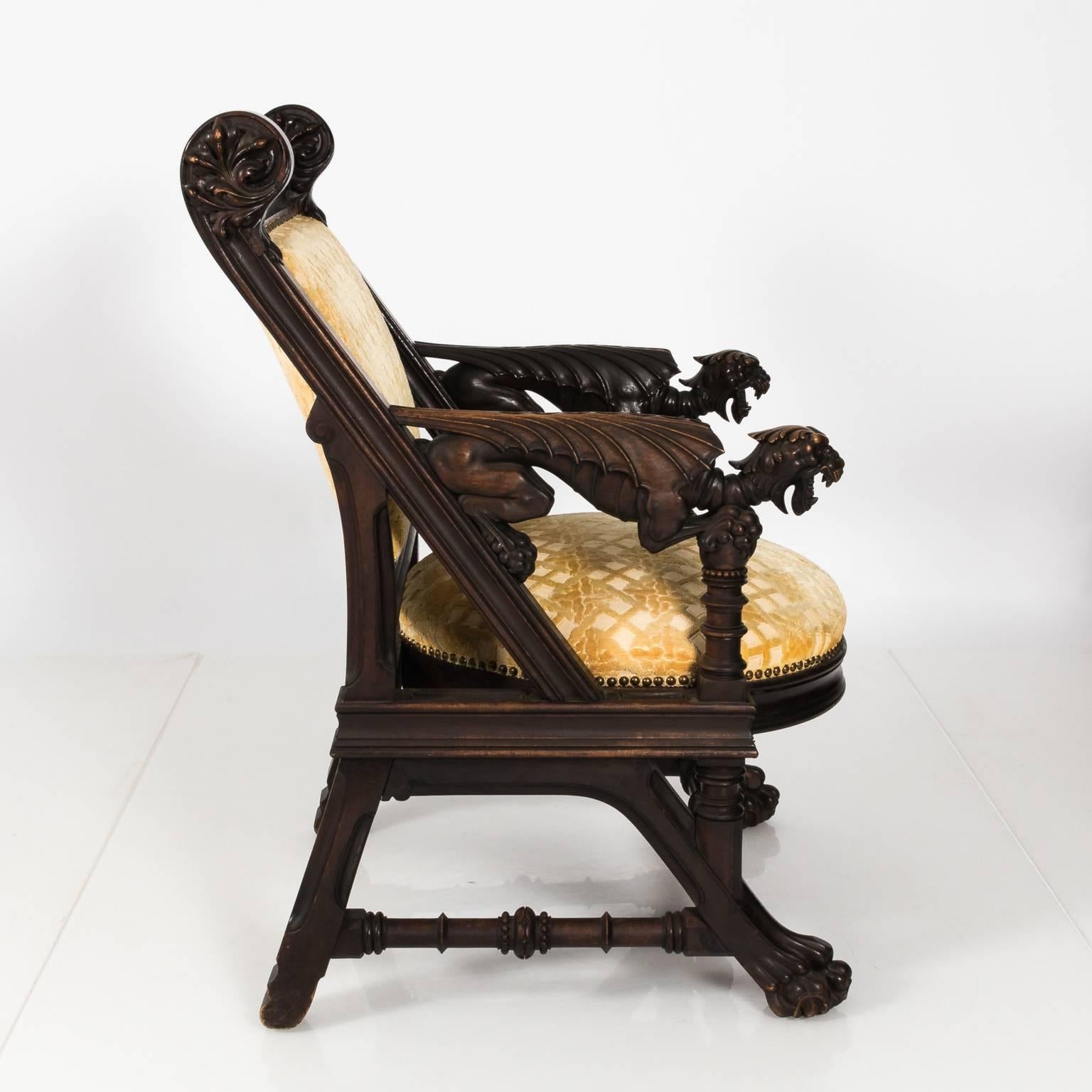 Ein Paar Sessel im amerikanischen Gotik-Stil von Daniel Pabst, um 1878 im Angebot 15