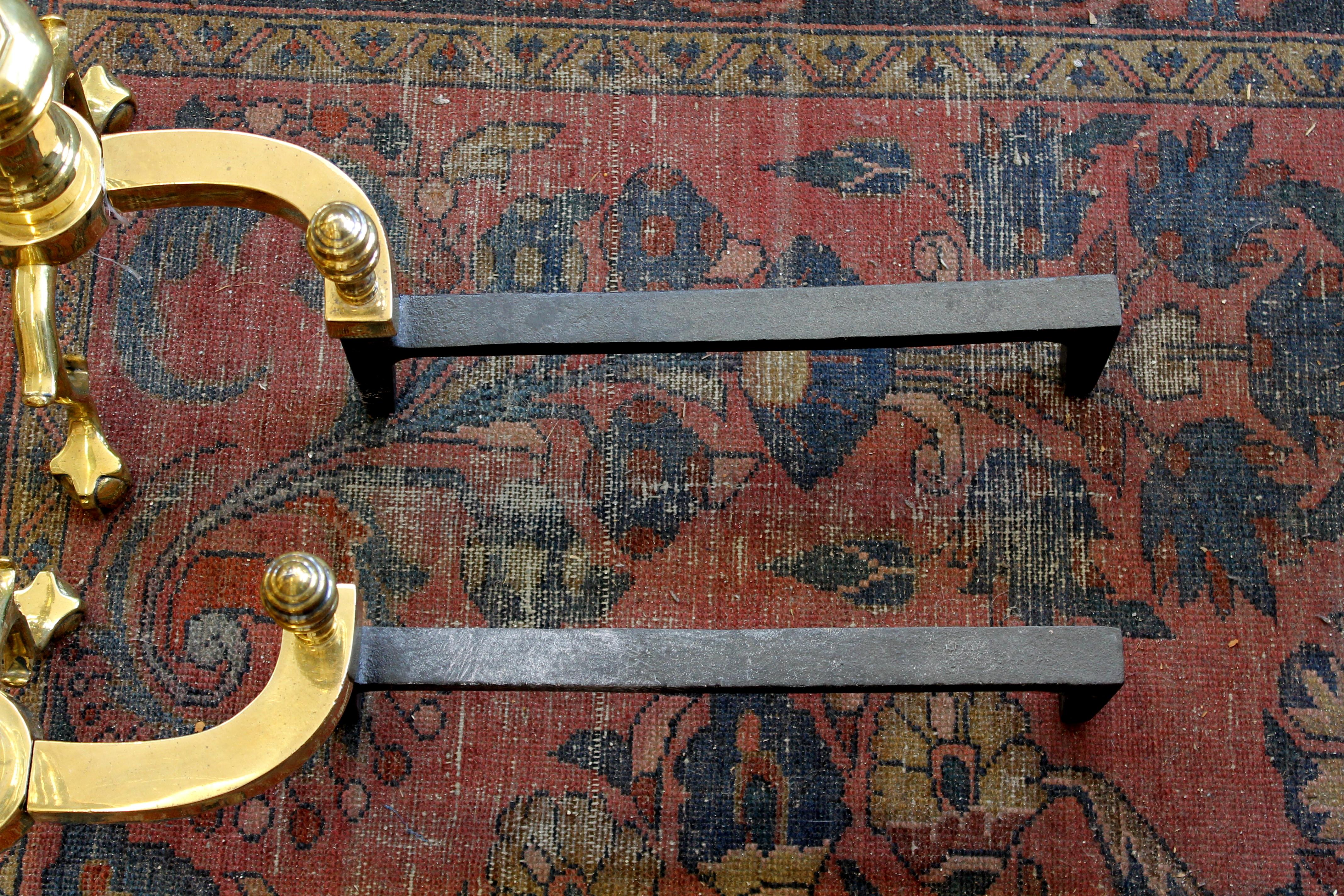 20th Century Pair of American Harvin Solid Cast Brass Old Reprod. 