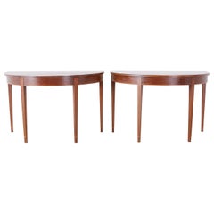 Pair of American Hepplewhite Style Demilune Console Tables