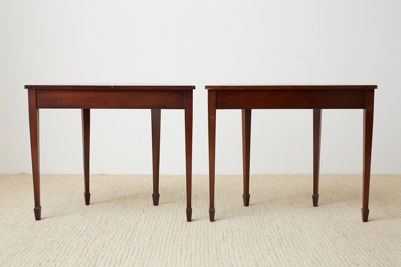 Pair of American Hepplewhite Style Demilune Console Tables 10
