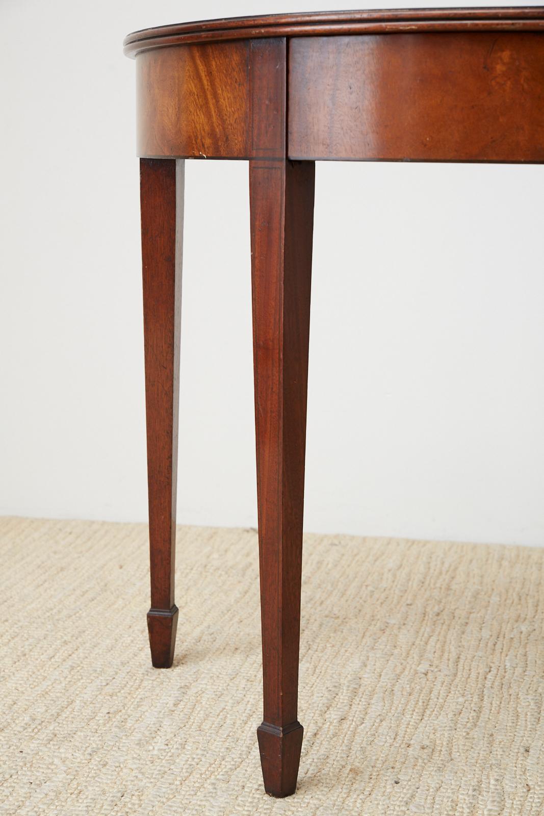 Pair of American Hepplewhite Style Demilune Console Tables In Fair Condition In Rio Vista, CA