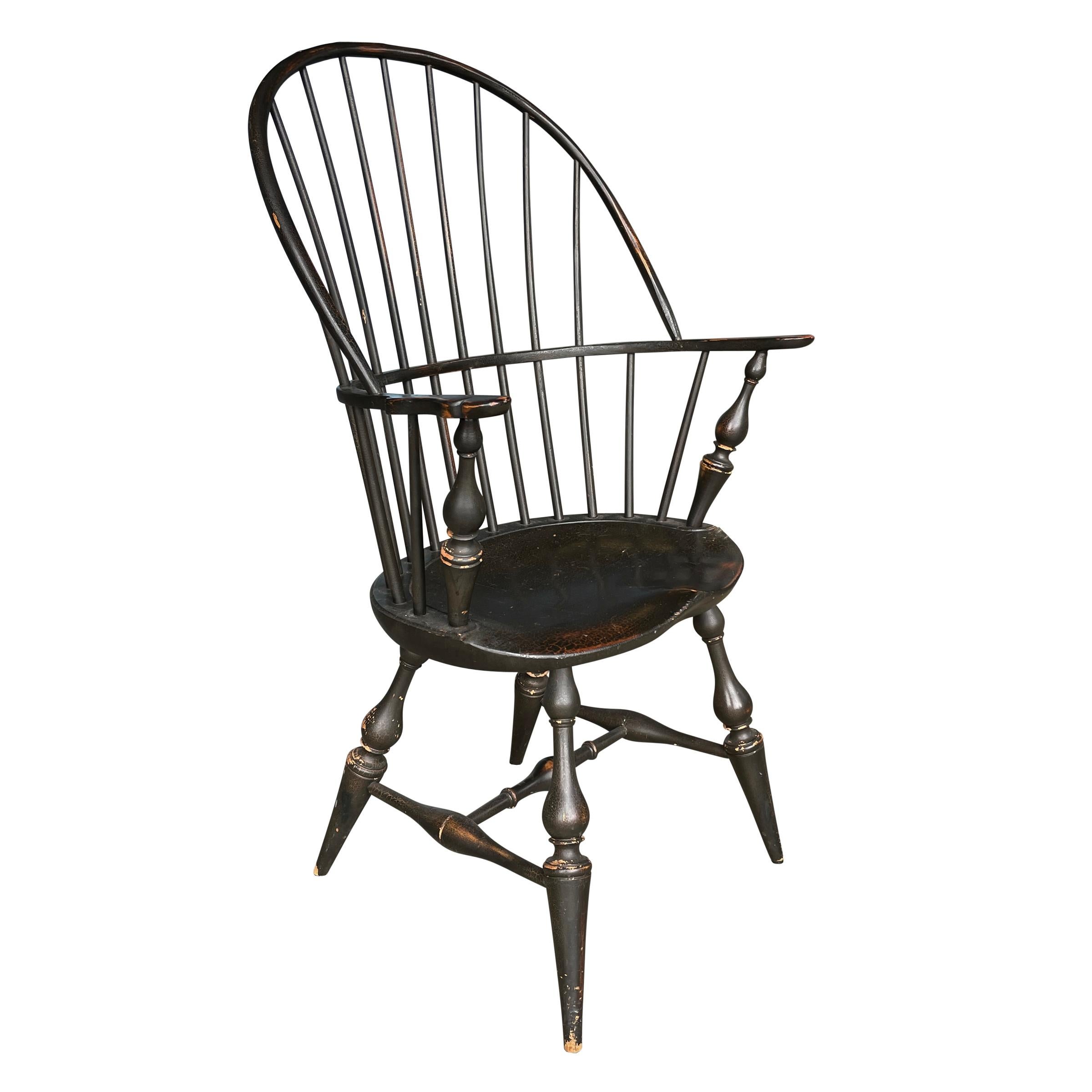 Painted Pair of American Hoopback Windsor Chairs For Sale