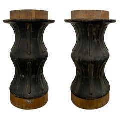 Pair of American Industrial Demi-Lune Tables