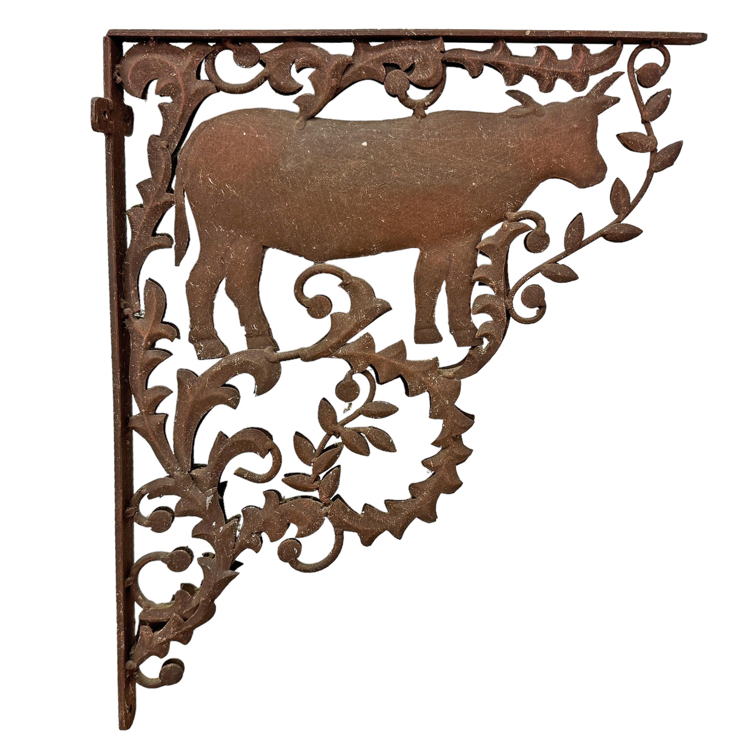 Rustic Pair of American Iron Cow Brackets For Sale