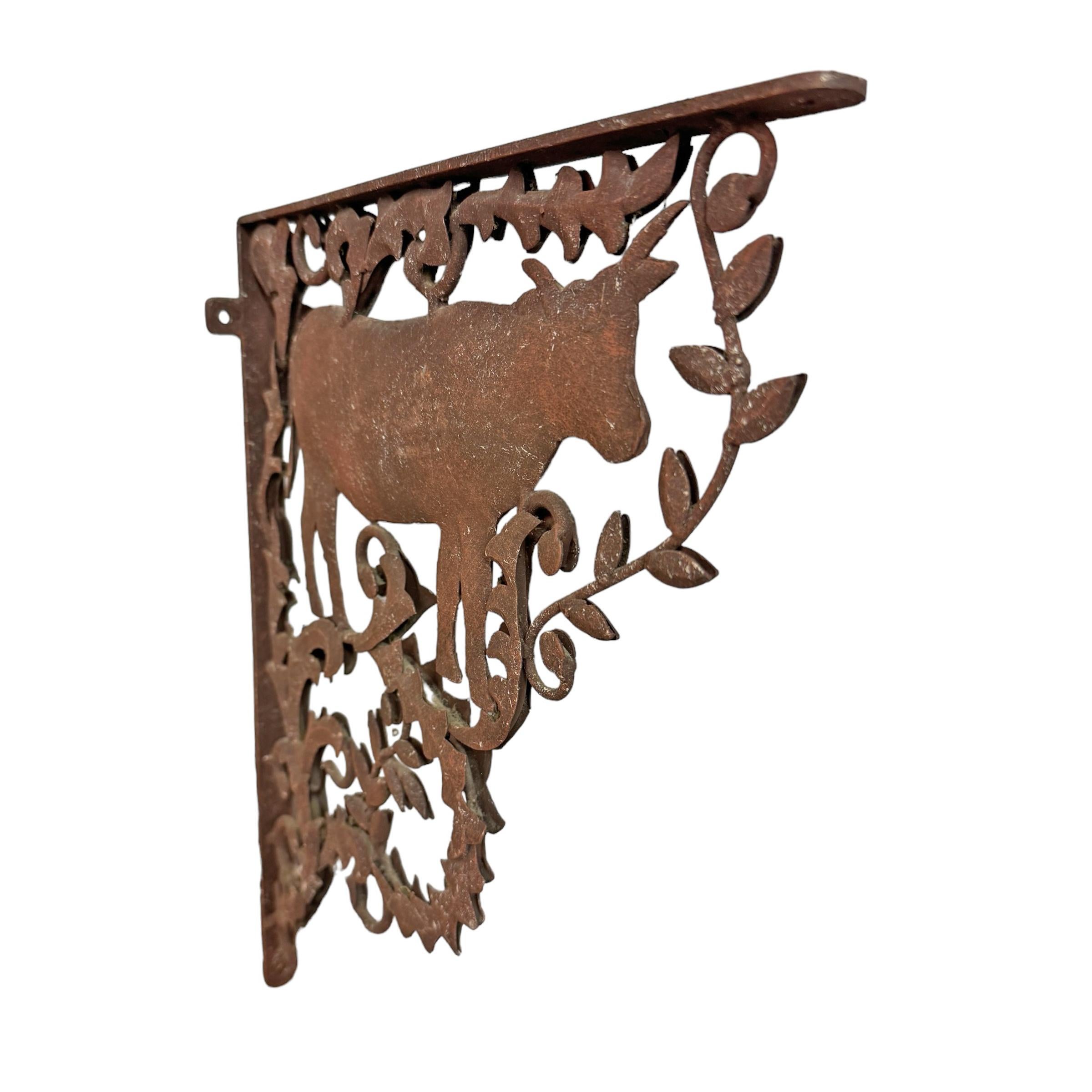 Rustic Pair of American Iron Cow Brackets