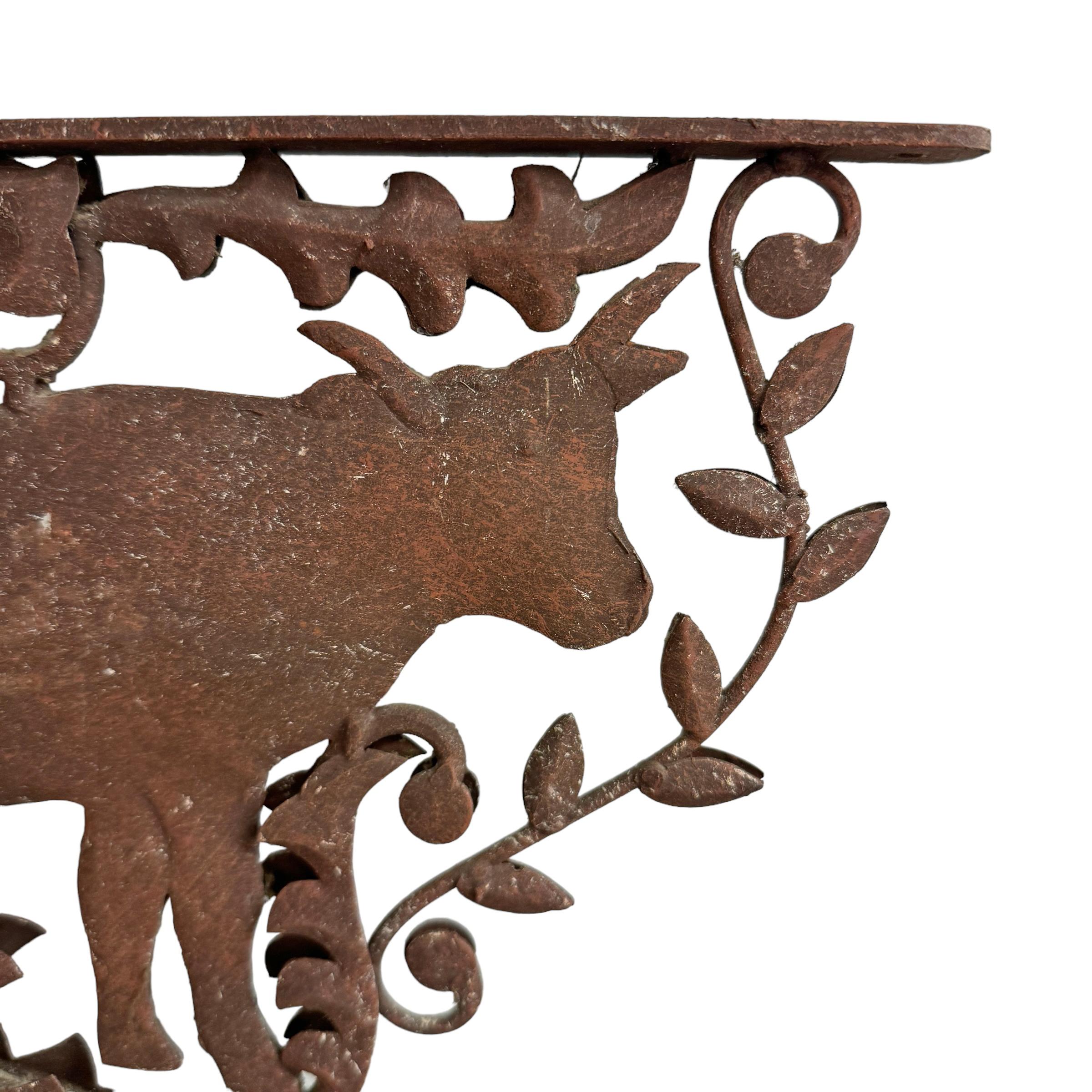 20th Century Pair of American Iron Cow Brackets