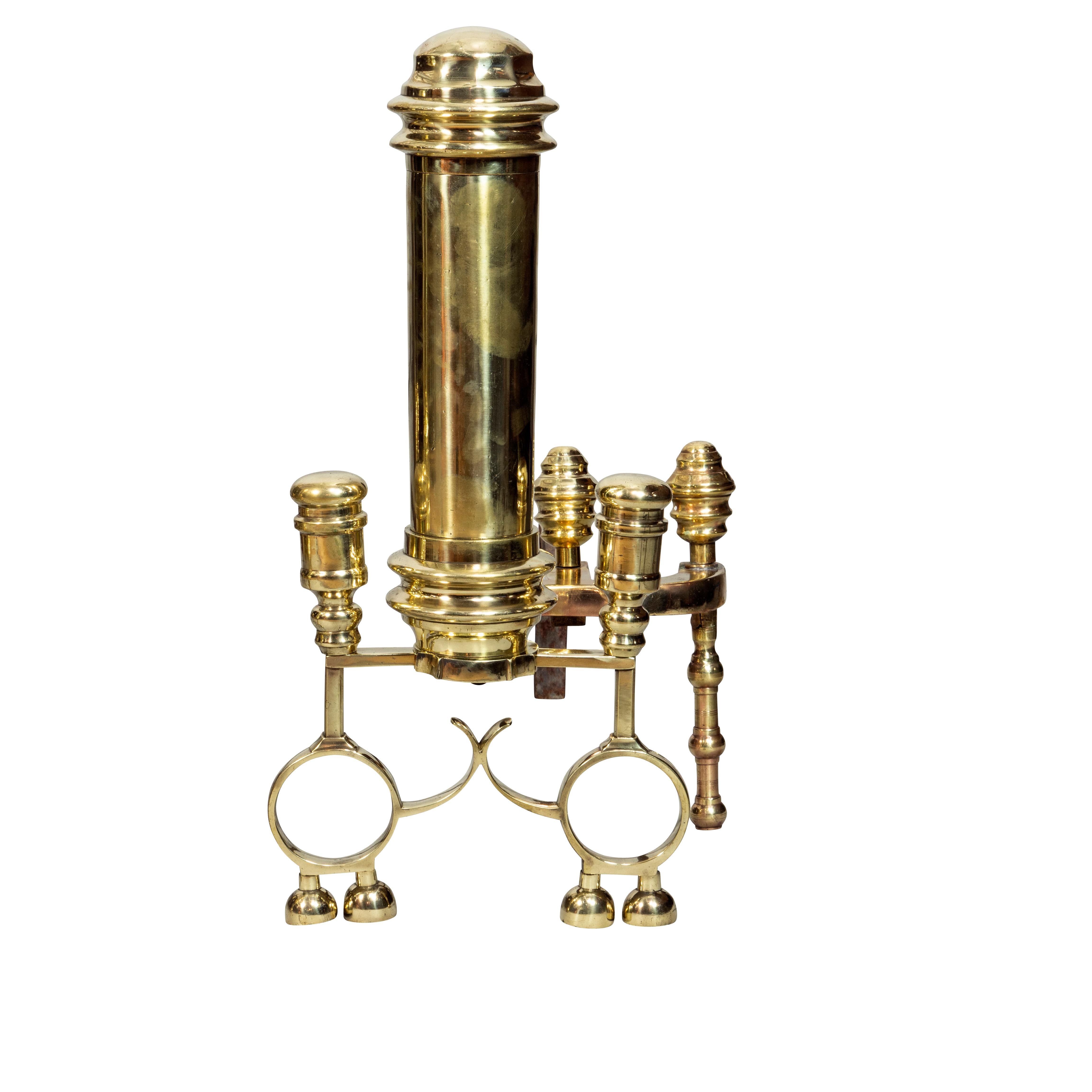 American Classical Pair of American Late Federal Brass Andirons For Sale