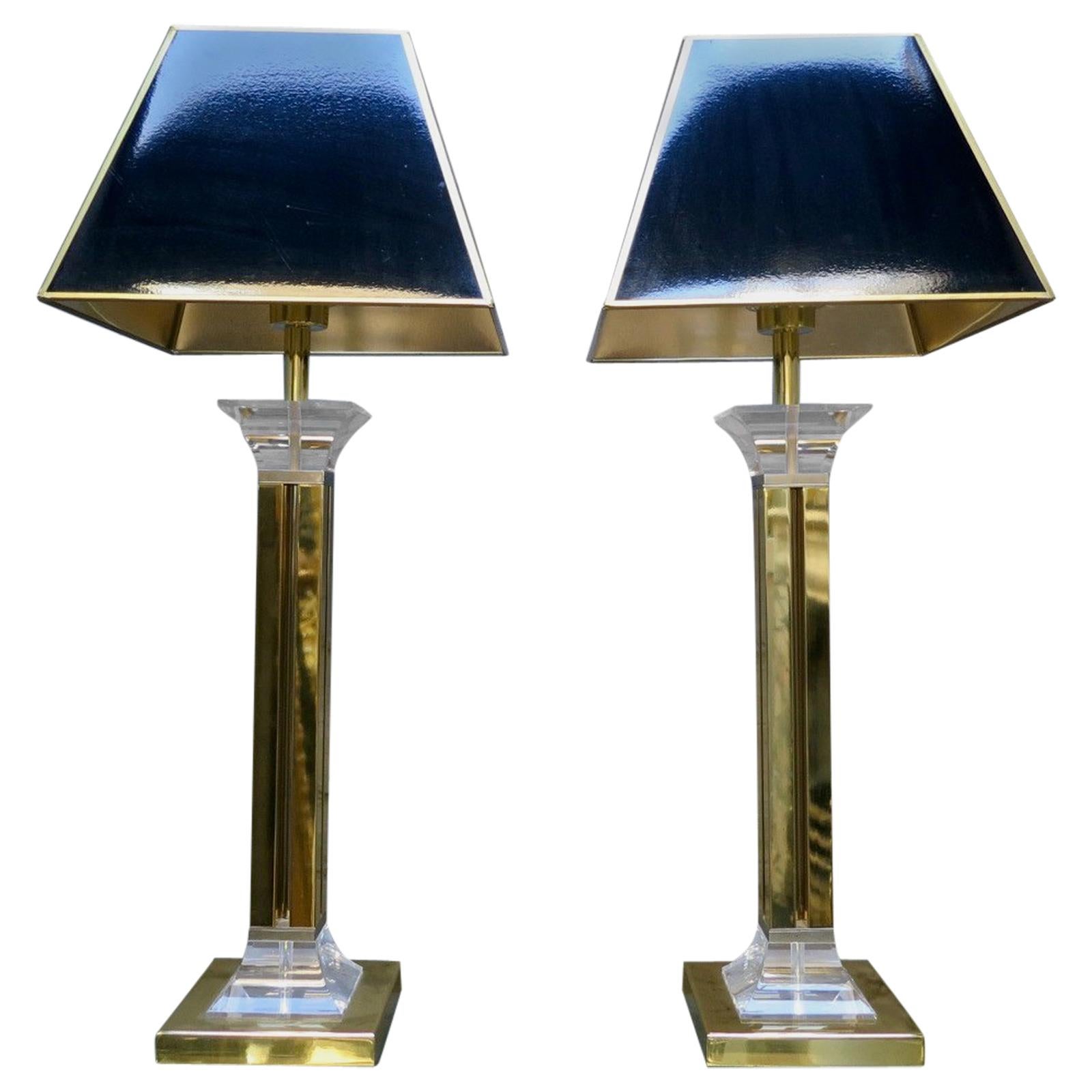 Pair of American Lucite Lamps