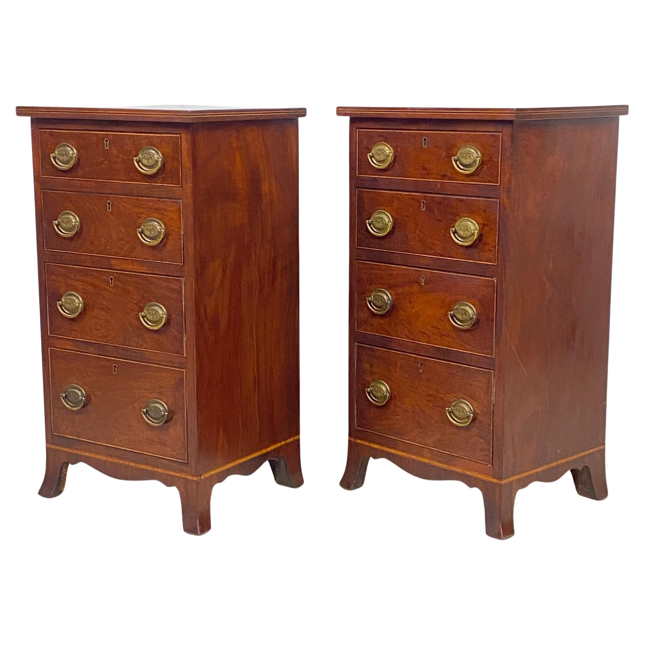 Pair of American Mahogany Bedside Cabinets Chests, 19th Century