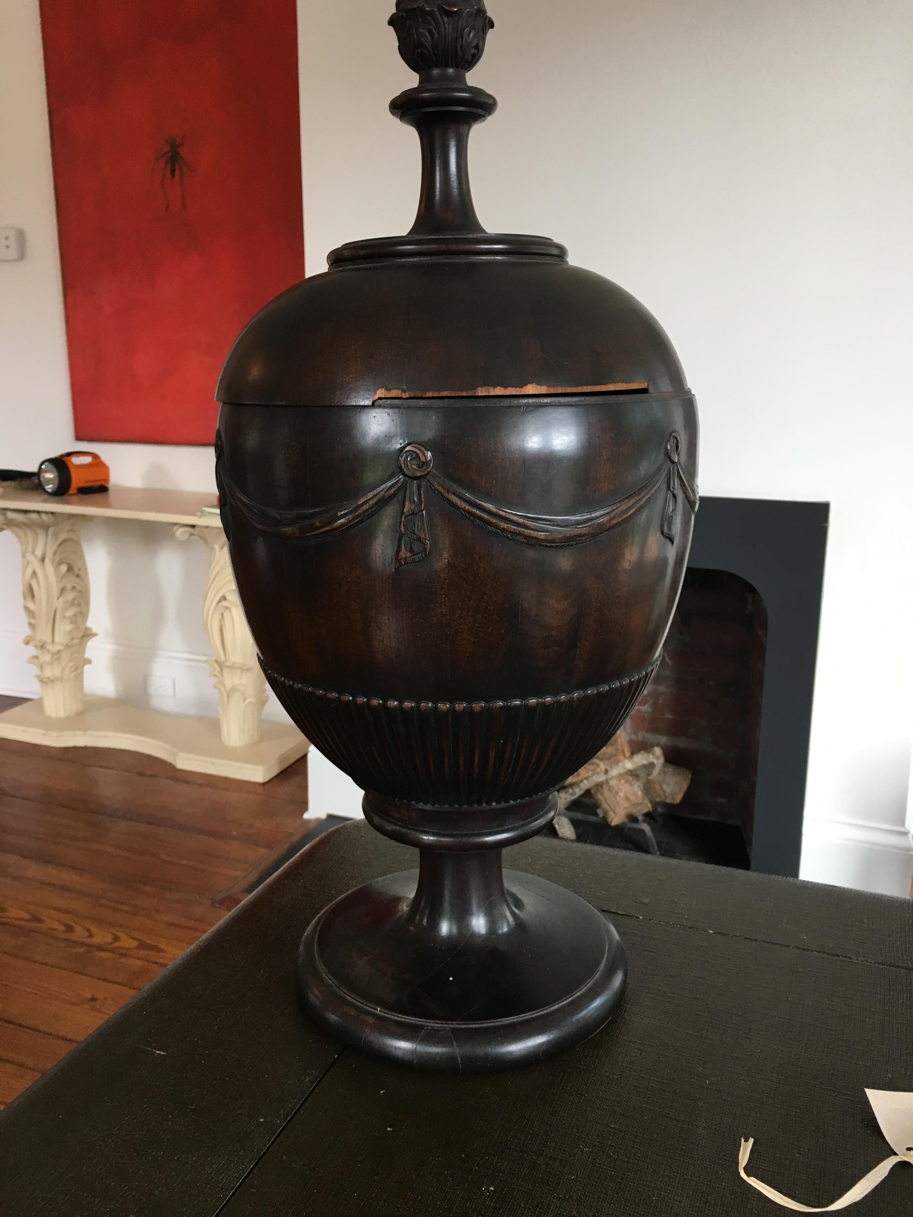 Pair of American Mahogany Cutlery Box Urns 9