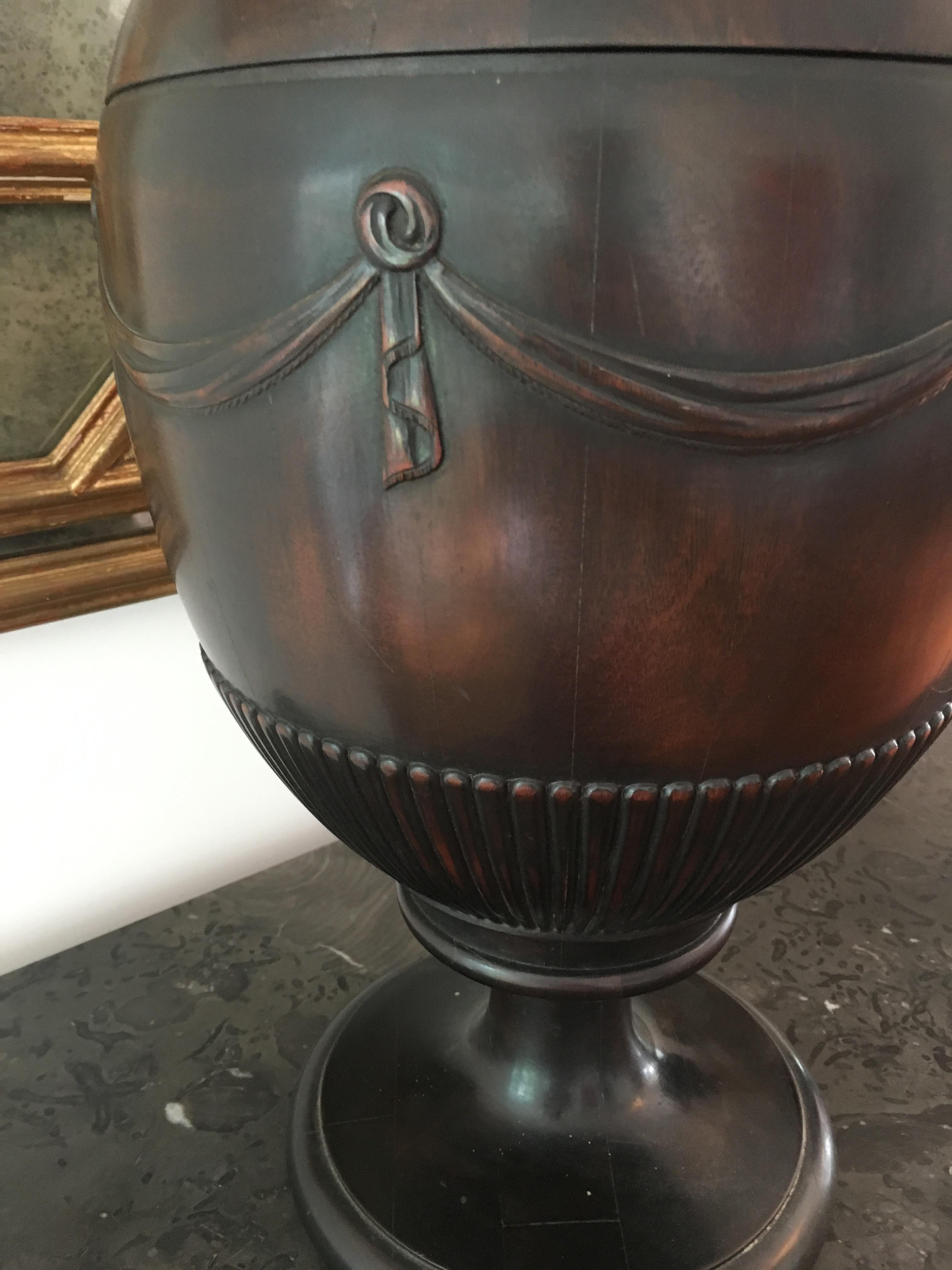 Pair of American Mahogany Cutlery Box Urns 3