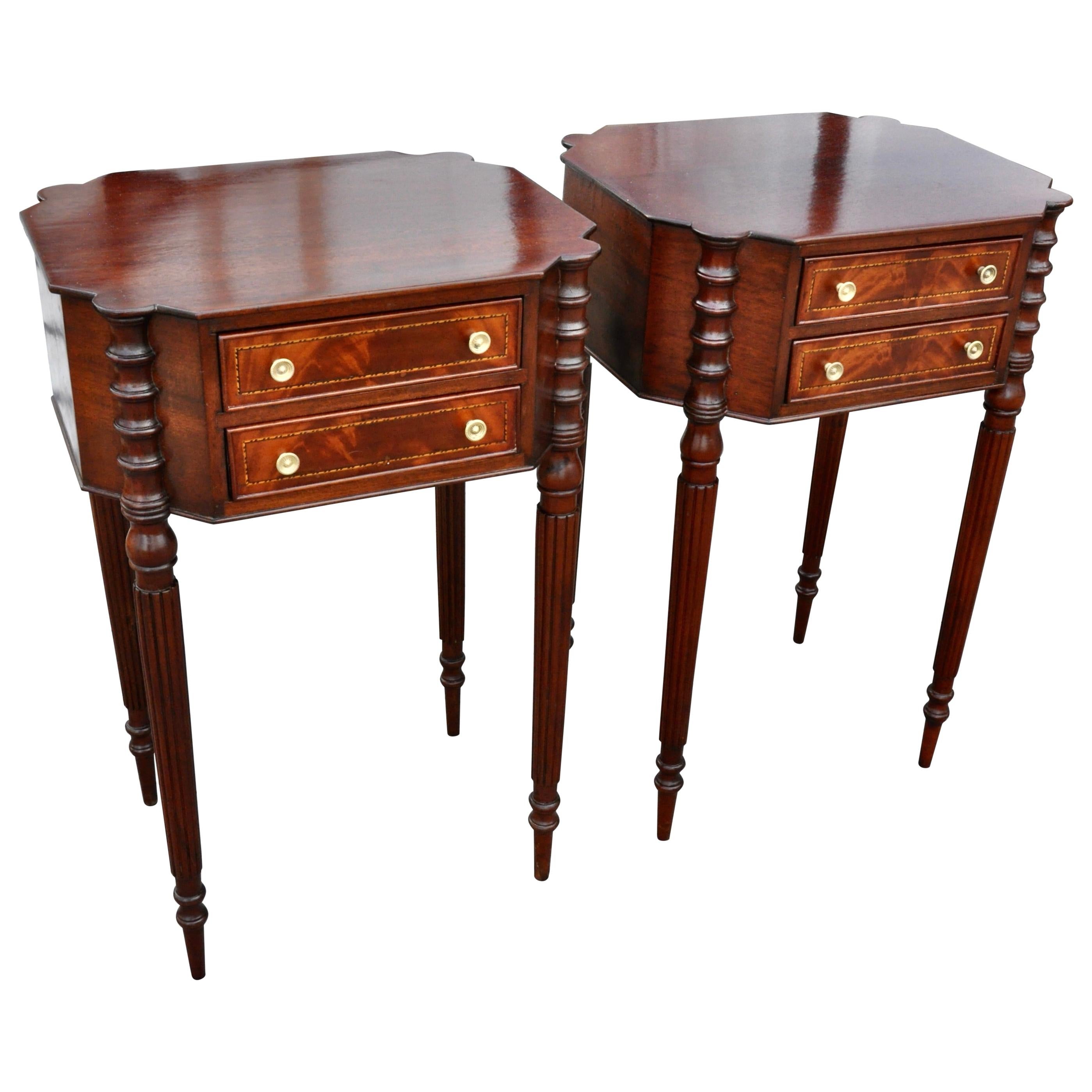 Pair of American Mahogany Federal Style Work End Tables