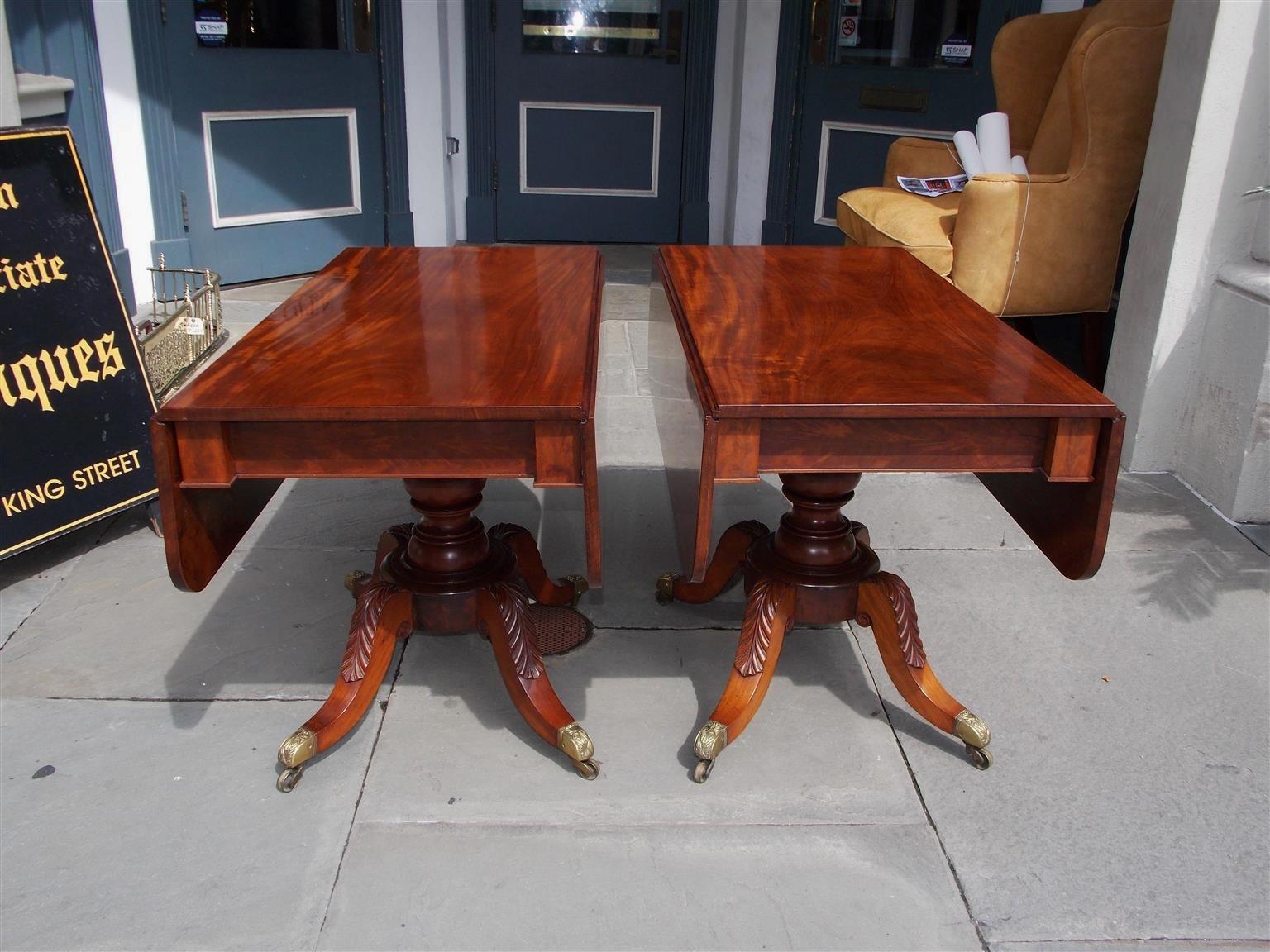 American Empire Pair of American Mahogany Pedestal Card Tables. Philadelphia, Circa 1820 For Sale