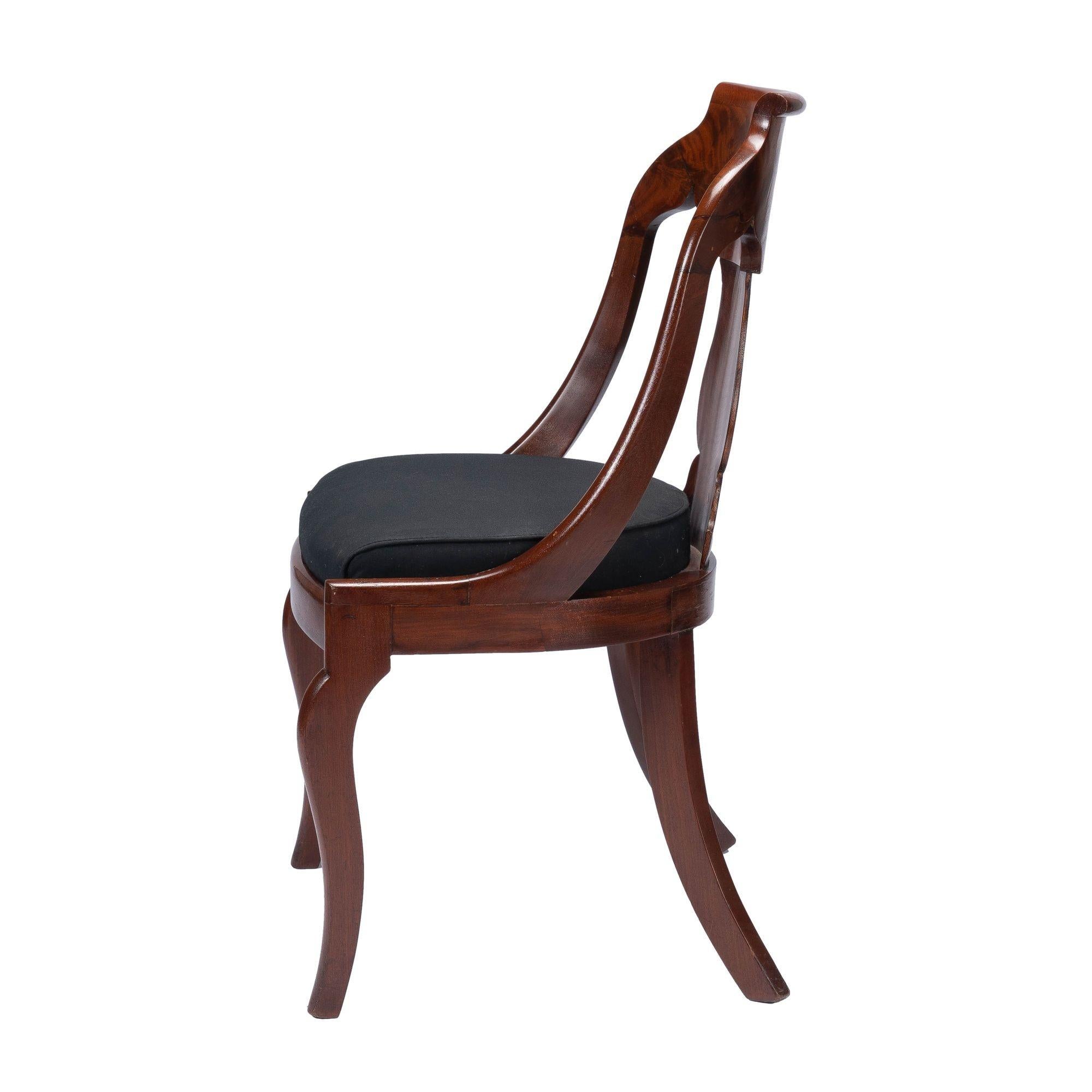 Pair of American Mahogany Upholstered Slip Seat Gondola Chairs, c. 1830-35 1