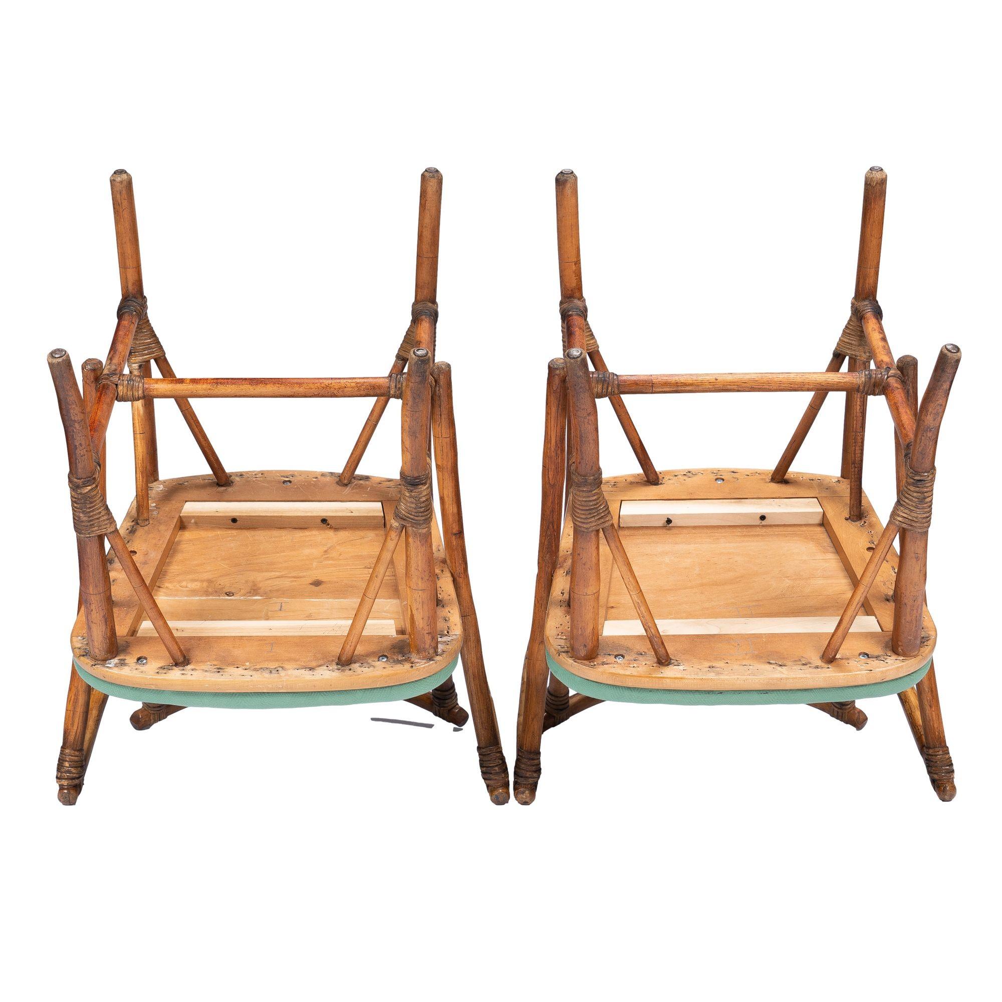 Pair of American Mid Century bamboo turned arm chairs, 1950's For Sale 3