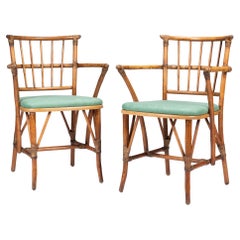 Pair of American Mid Century bamboo turned arm chairs, 1950's