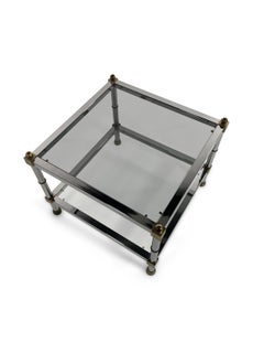 Pair of American Mid-Century Chrome and Brass End Tables