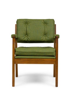 Pair of American Mid-Century Green Upholstered Armchairs