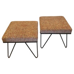 Pair of American Mid Century Hairpin Legs Low Stools Atomic Age