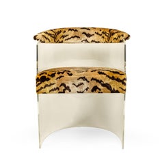 American Mid-Century Lucite and Tiger Print Upholstered Armchairs
