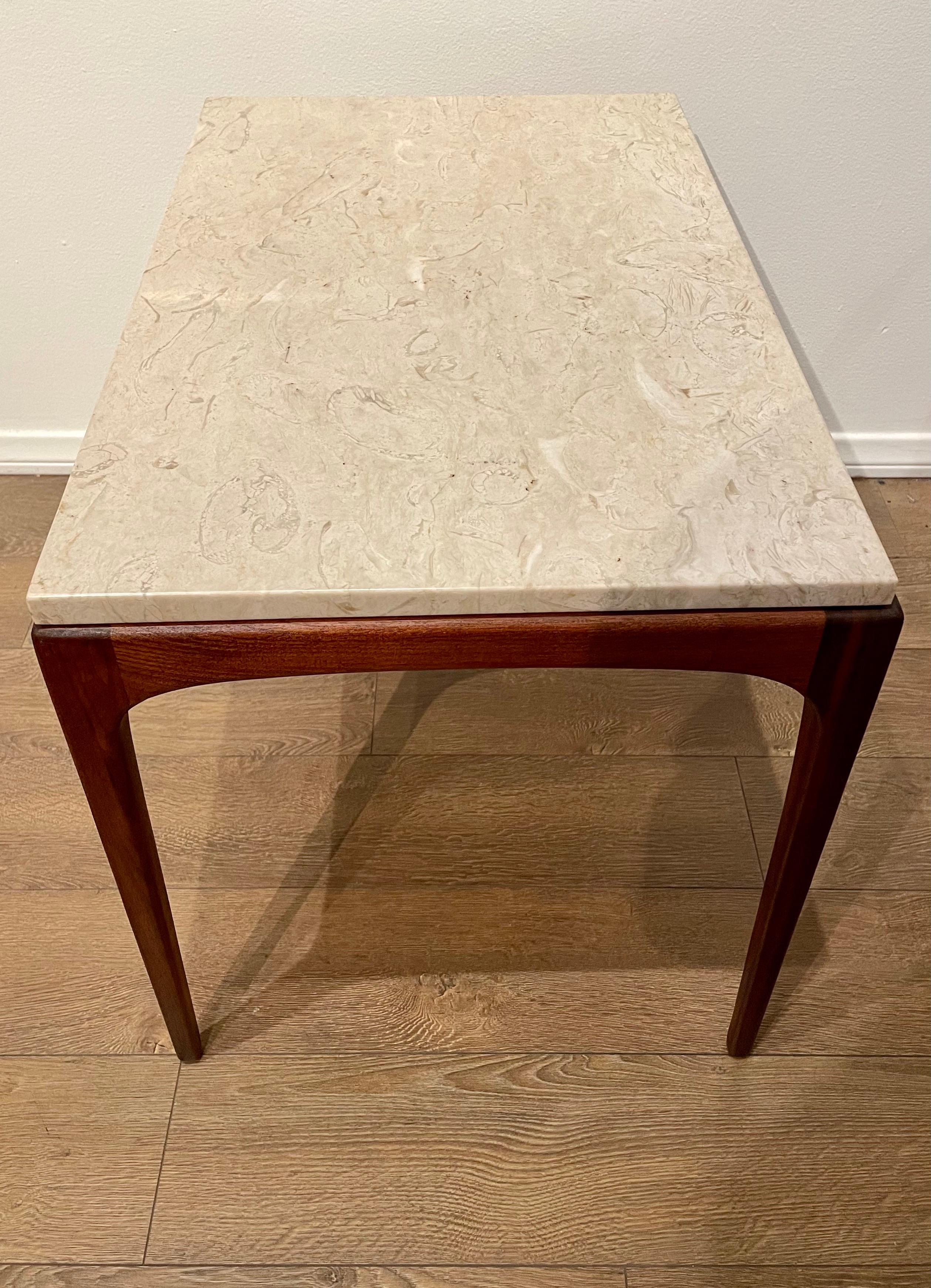 Mid-Century Modern Pair of American Mid Century Marble & Walnut End Cocktail Tables