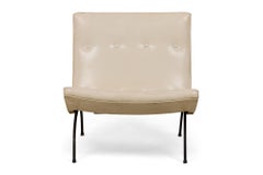 Pair of American Mid-Century Milo Baughman White Button Tufted Vinyl