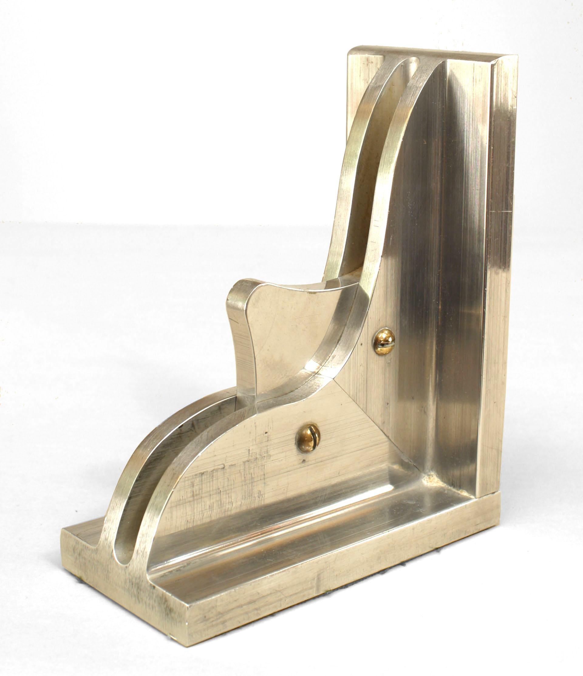 Cast Pair of American Mid-Century Modern Aluminum Bookends