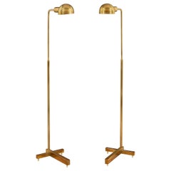 Pair of American Mid-century modern brass pharmacy lamps by Casella