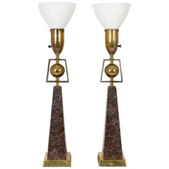 Vintage Pair of American Mid-Century Modern Obelisk Table Lamps by Rembrandt Lighting
