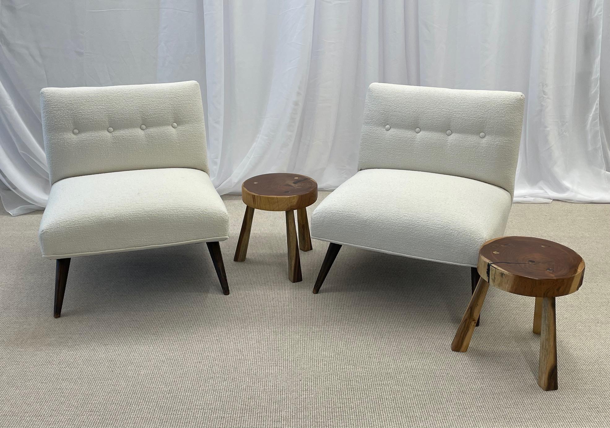 Pair of American Mid-Century Modern Slipper Chairs by Paul McCobb, Kravet Bouclé 3