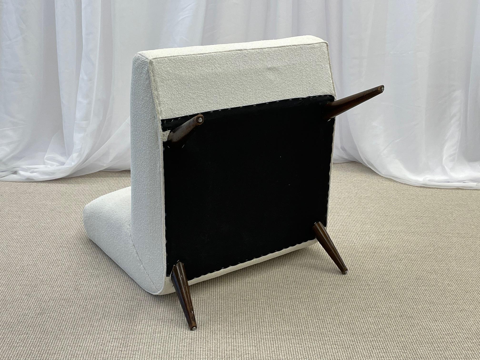 Pair of American Mid-Century Modern Slipper Chairs by Paul McCobb, Kravet Bouclé 4