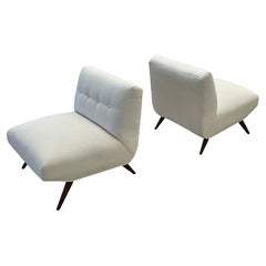 Pair of American Mid-Century Modern Slipper Chairs by Paul McCobb, Kravet Bouclé