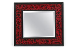 Pair of American Mid-Century Style Black & Red Imitation Tortoise Shell Mirrors