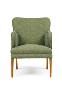 Pair of American Mid-Century Teal Wide Back Armchairs