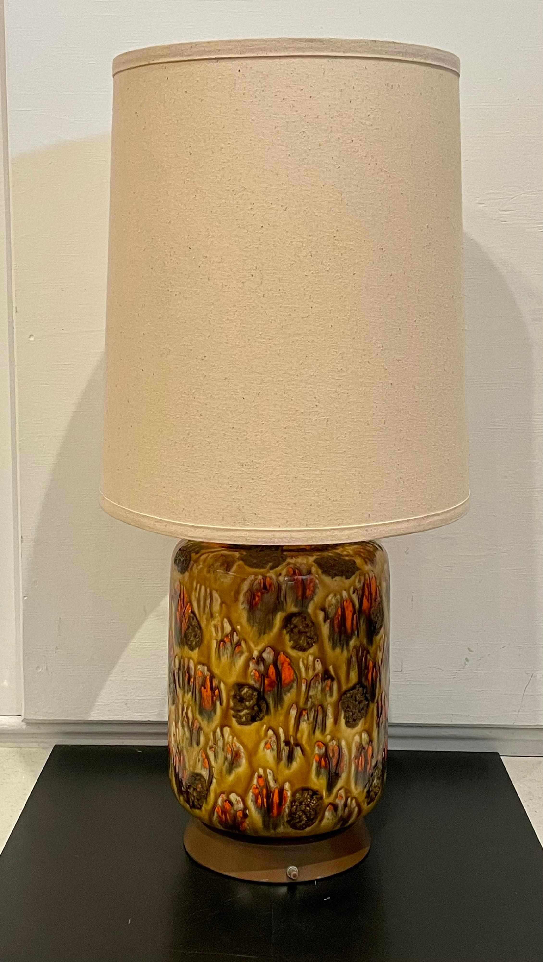 Pair of American Midcentury Drip Lava Glaze Ceramic Table Lamps 1