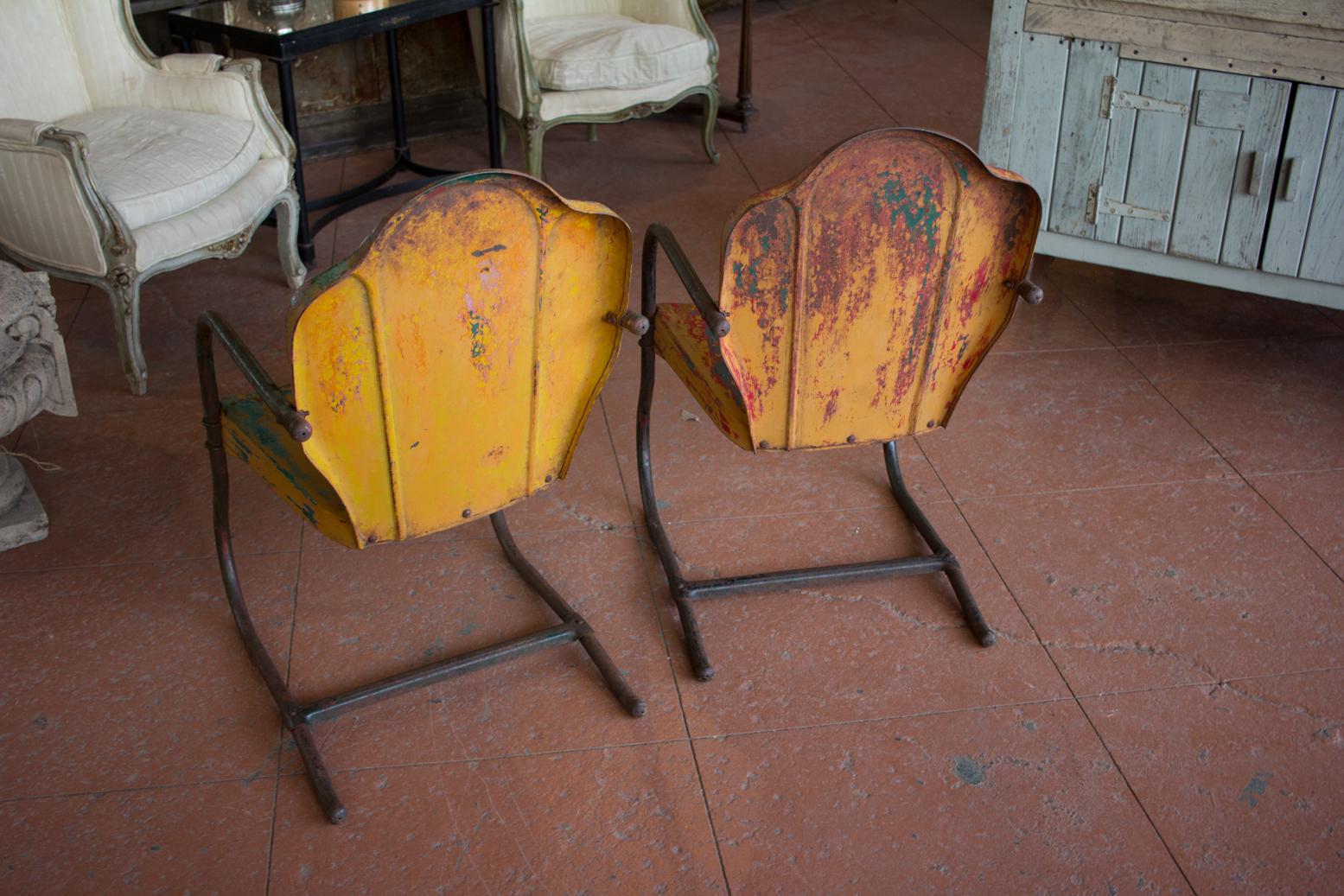 Pair of American Midcentury Iconic Metal Porch Chairs 5