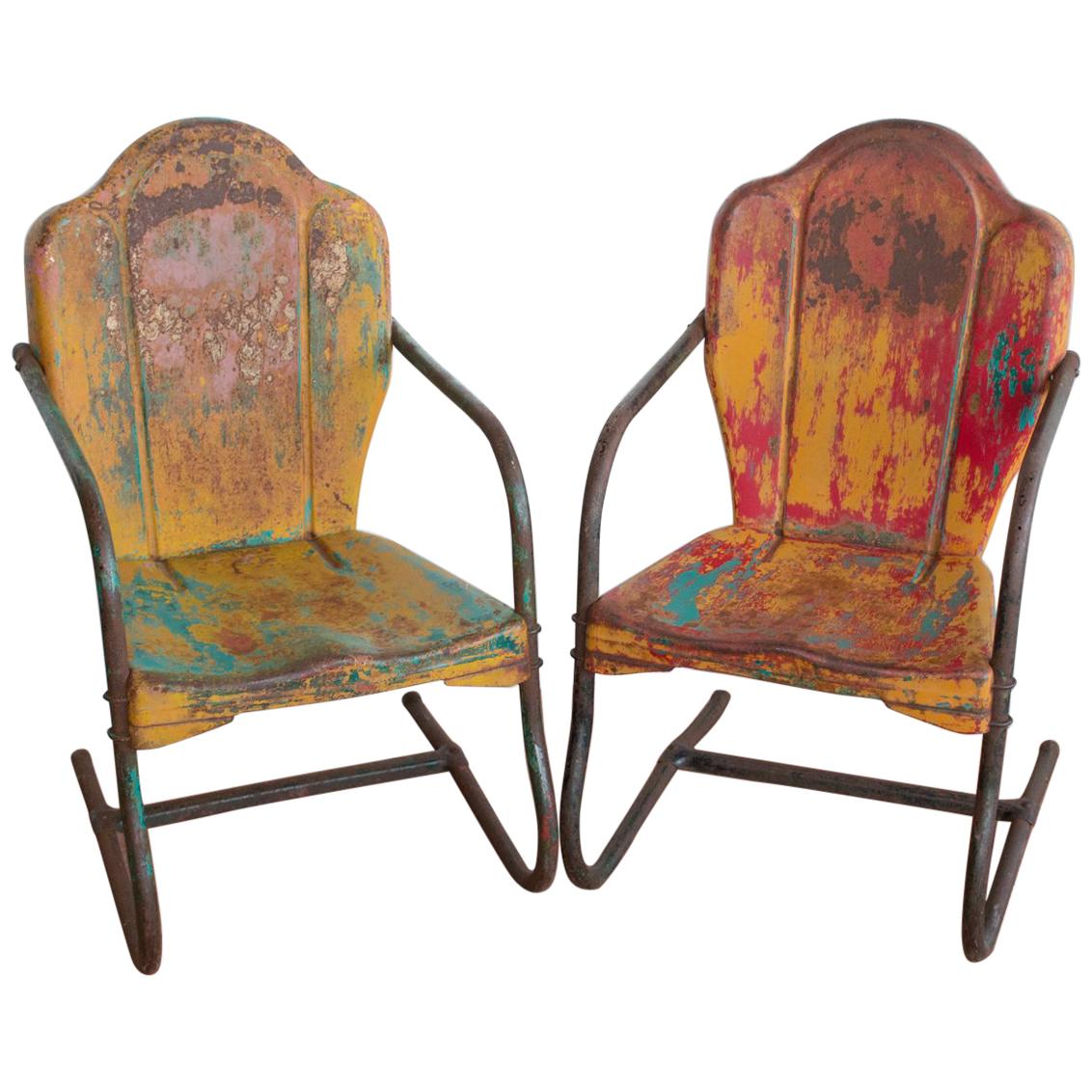 Pair of American Midcentury Iconic Metal Porch Chairs at 1stDibs