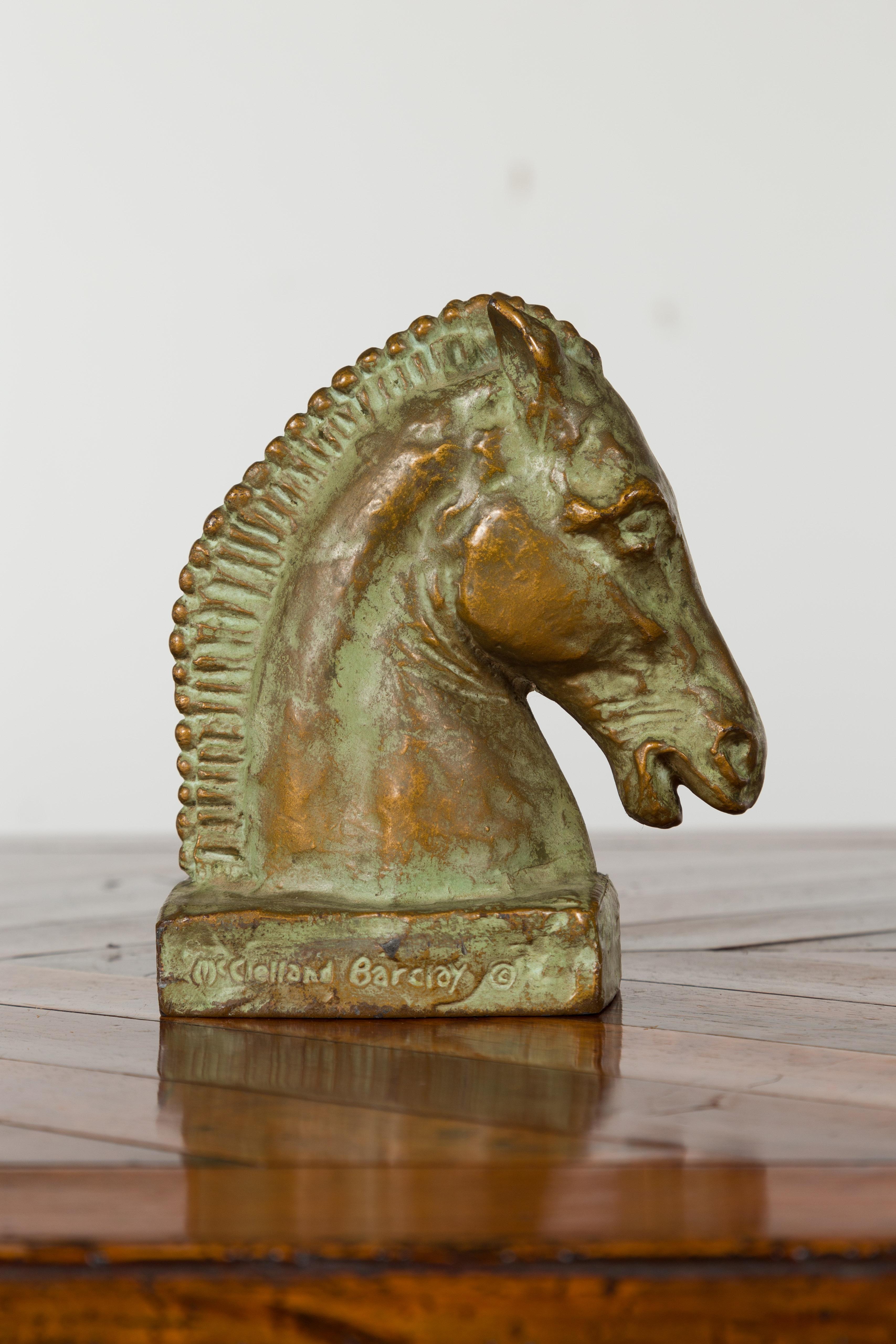 Mid-Century Modern Pair of American Midcentury McClelland Barclay Bronze Horse Head Bookends